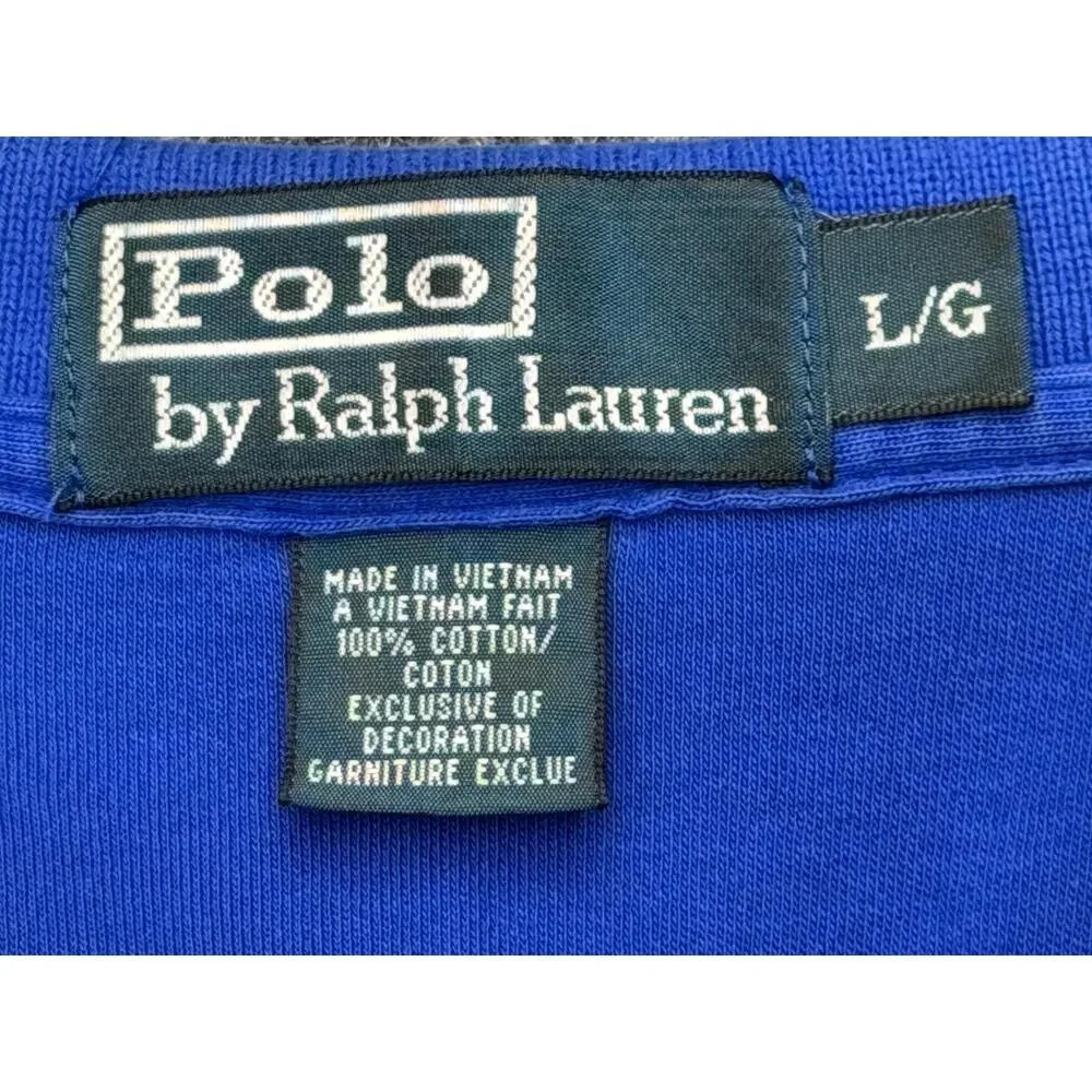 Polo Ralph Lauren Mens Large Blue Cotton Mesh Polo Shirt Red Pony